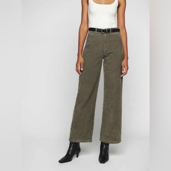 Reformation Jeans Logan Ultra High Rise Wide Leg Corduroy Pants - Size 26 - Picture 2 of 10